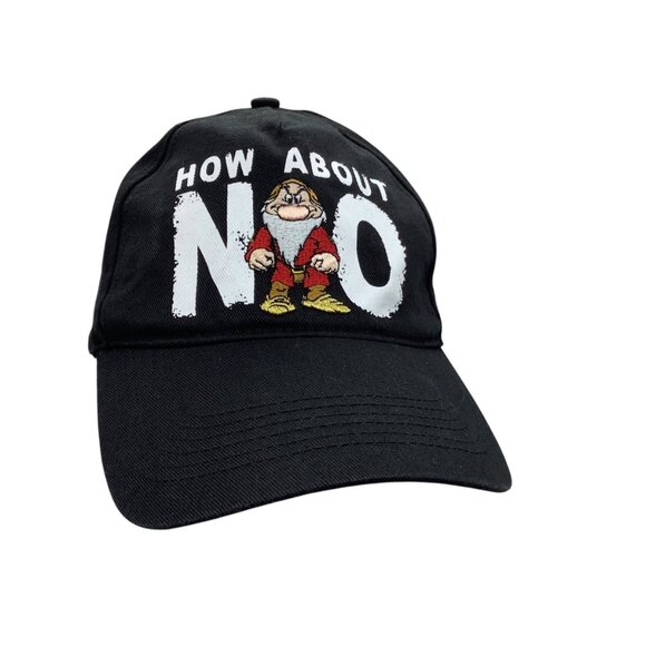 Disney Grumpy "How About No" Adjustable Strapback Baseball Cap Hat Snow White - Picture 1 of 7